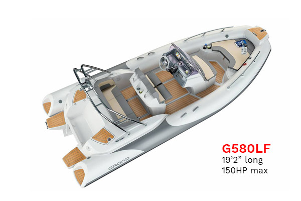 GRAND Golden line inflatable boat is shown.