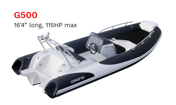 GRAND Golden line inflatable boat is shown.